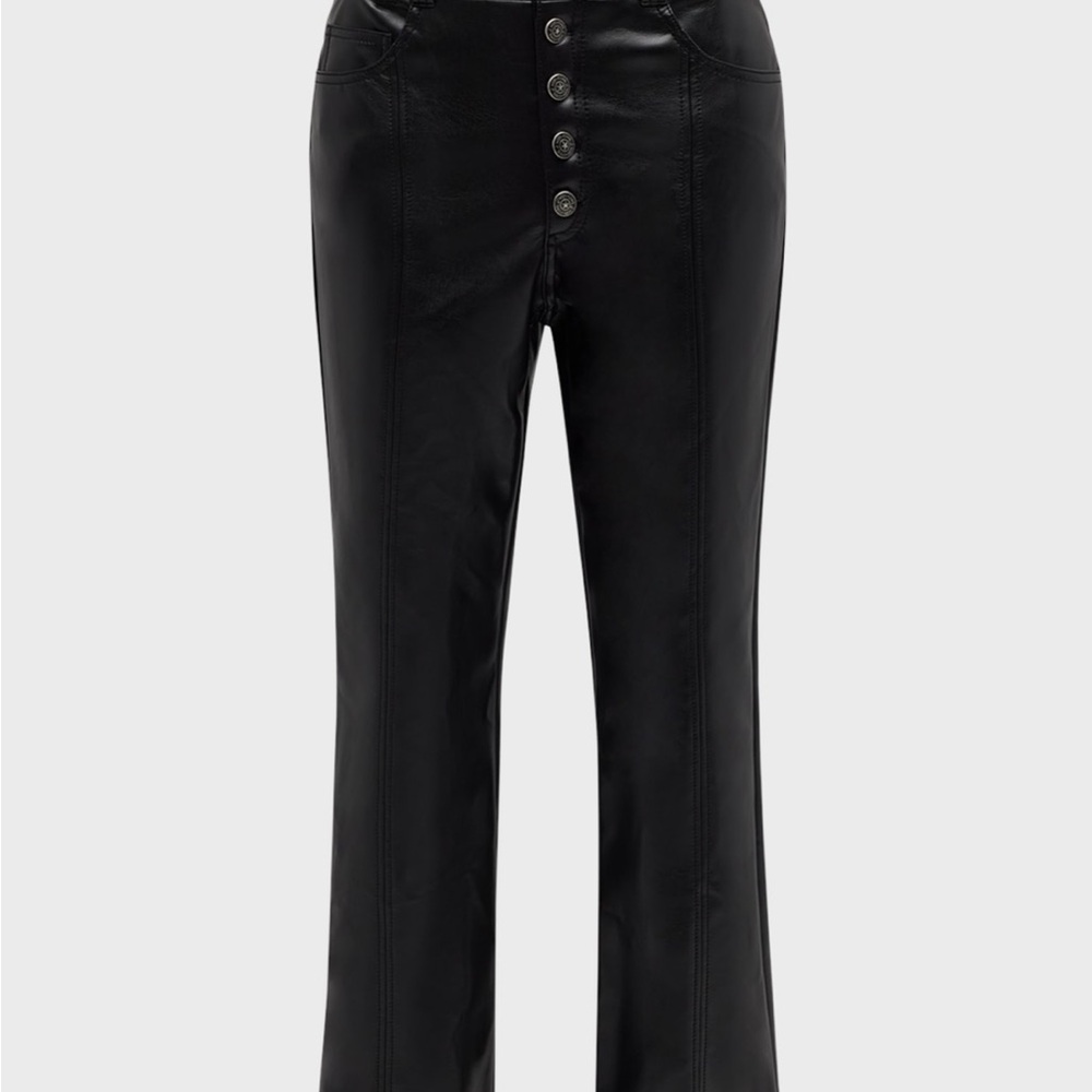 Cinq a Sept Wallace Faux Leather Bootcut Ankle Pants Black Size 4 - Picture 4 of 6